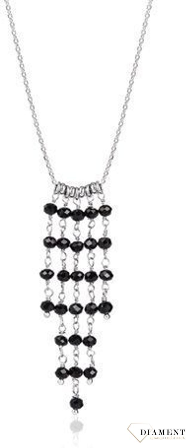 naszyjnik srebrny z czarnymi koralikami wymarzony prezent dla kobiety, prezent na dzień mamy.jpg